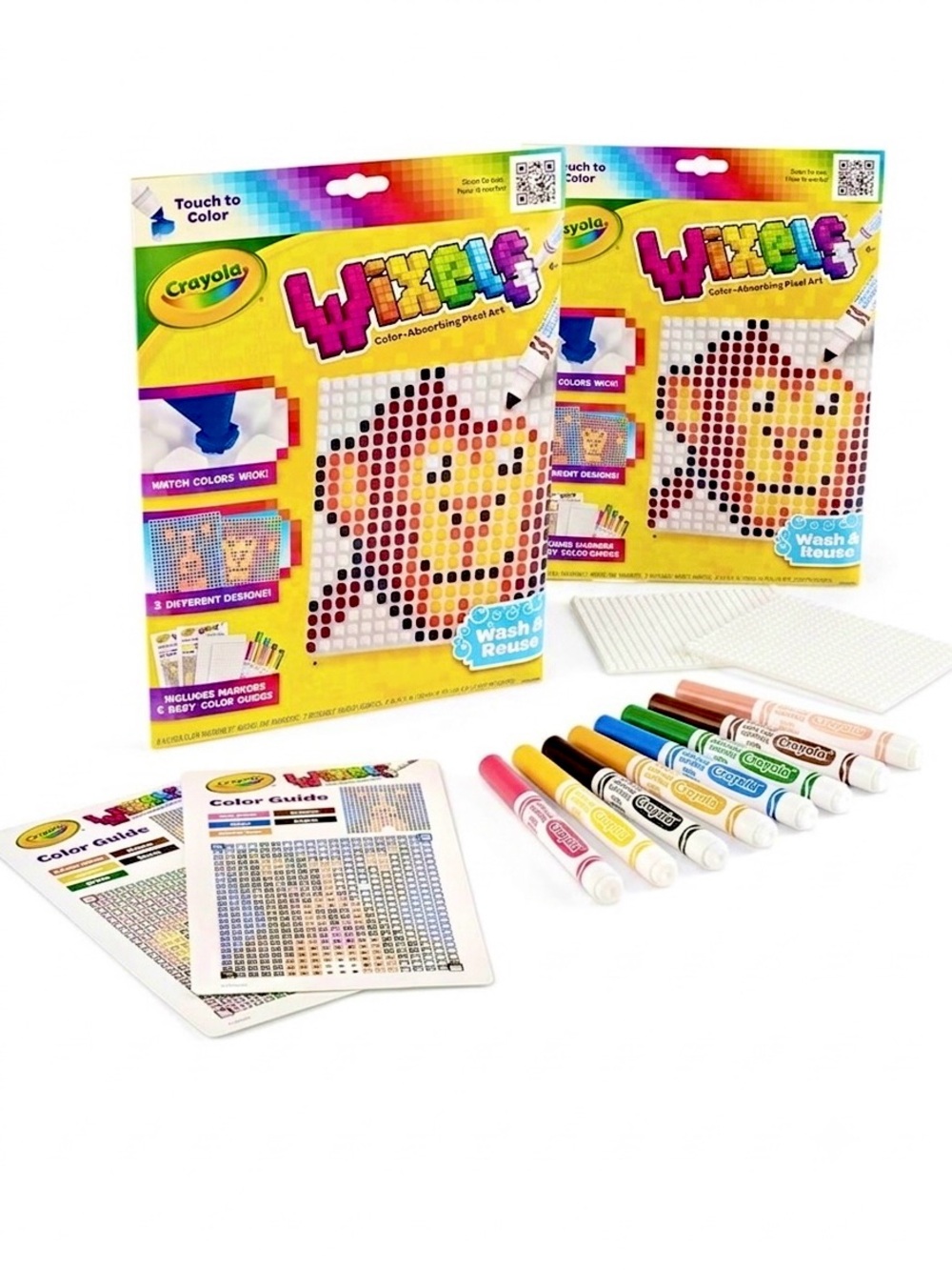 CRAYOLA Wixels Animals Pixel Art Diy Craft Kit Washable Markers Board Bundle Lot